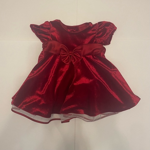 Red Velvet Baby Dress with Bow - Picture 1 of 2